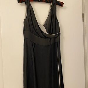 Trend Les Copains Silk Cocktail Dress, Black and Gray, Size42, US 6, Small